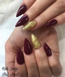 Burgundy And Gold Nails