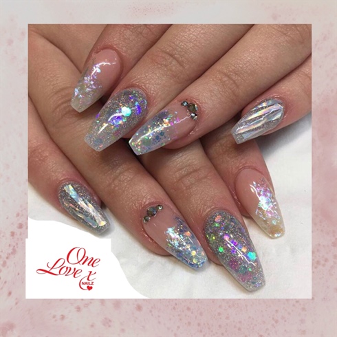 Silver Glitter Acrylic Nails