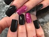 Black And Pink Square Acrylic Nails