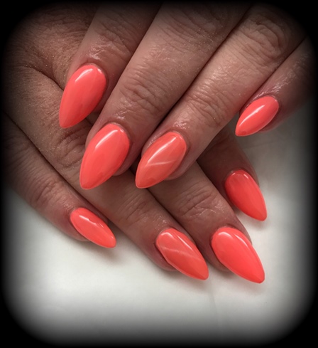 Neon Coral With Cat Eye Topcoat