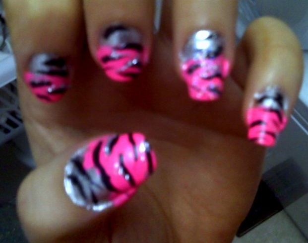 Silver and Pink Zebra Sparkle
