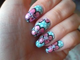 Pink Floral Nails 