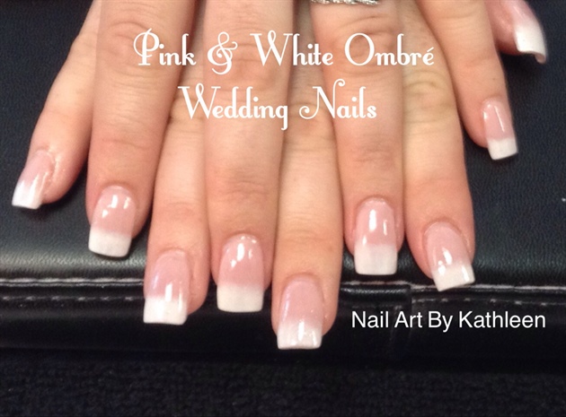 Pink And White Ombr&#233; French Wedding Nail