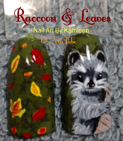 Raccoon And Leaves