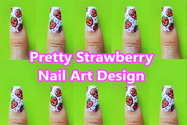 Pretty Strawberry Nail Art Design