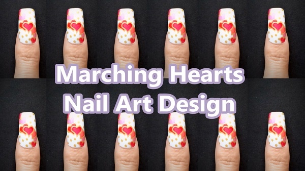 Marching Hearts Nail Art Design