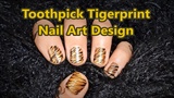 Toothpick Tigerprint Nail Art Design 