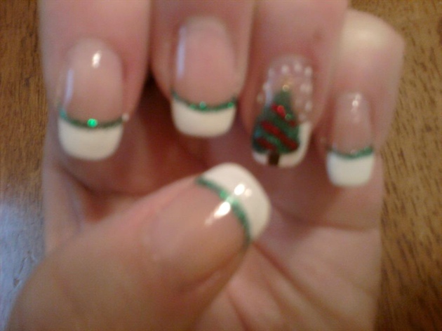 Christmas Tree French with Green Glitter