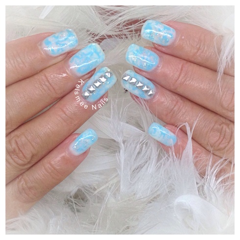 Gel Nails Marble With Studs