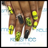 Neon Yellow And Black Nails