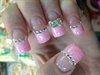 Pink Glitter French with rhinestones&amp;bow