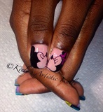 Mickey and Minnie Kiss Nail Art Design