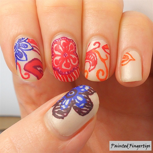 Multicoloured Henna Nail Art