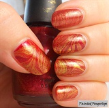 Red and gold water marble
