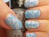 Ice blue and white nails