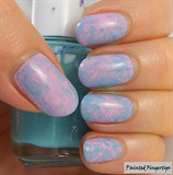 Mottled pink and turquoise nails