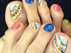 Rainbow Marble Toe nail art