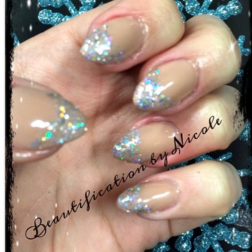 Glitter Tipped Almond Nails 