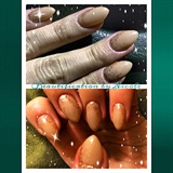 Nude Almond Gel Nails With Glitter