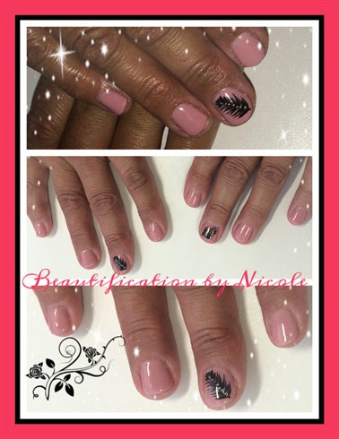 Gel Manicure With Feather Art