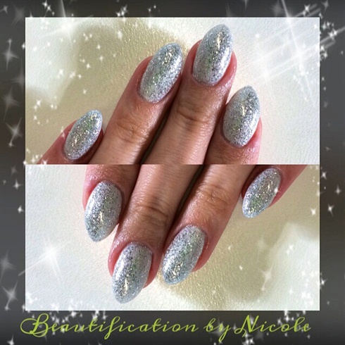 Silver Glitter Almond Nails 
