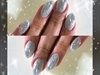 Silver Glitter Almond Nails 