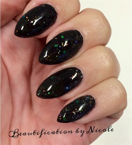 Black Glitter Almond Nails