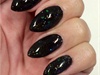 Black Glitter Almond Nails