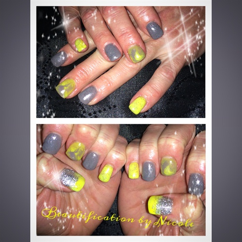 Grey And Yellow With Glitter 