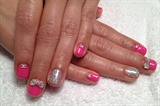 Pink + crystals, bows and silver nails!