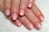 Pink Reversed French + glitter + pearls