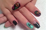 Black&amp;Mint colors nail art right hand