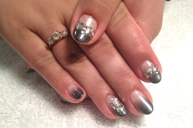 Black shiny ombre with crystals