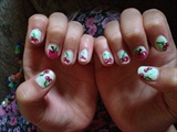 Apple and cherries on my daughter&#39;s nail