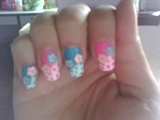 combi of pink and blue with flower