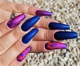 Blue and indigo nails with foil