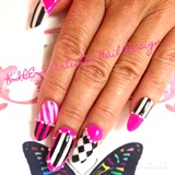 Pink Neon &amp; Strips ( false nail )