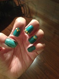 Turquoise and Gold Nails 