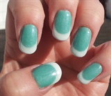 retro turquoise with french tips