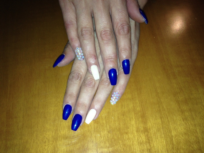 6. Navy Blue and Floral Nail Design - wide 2