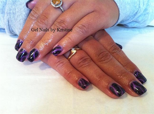 purple haze w/ black glitter gel overlay
