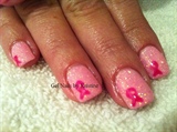 Breast cancer pink with ribbons