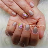 nude nails with onestroke nail art