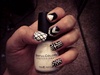 Black and white mixed nails