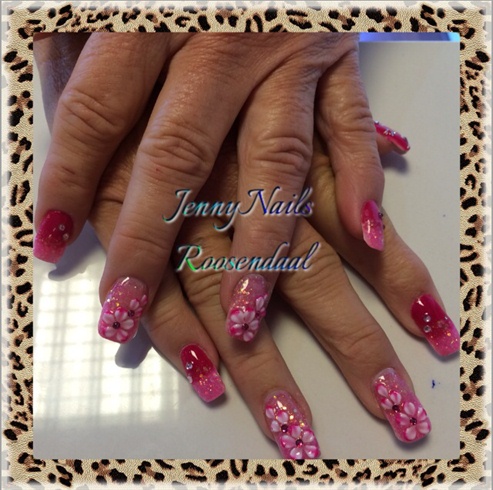 #Acryl #Pink #NailArt #3D #Flowers