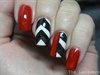 Red, Black and White Chevron Nails