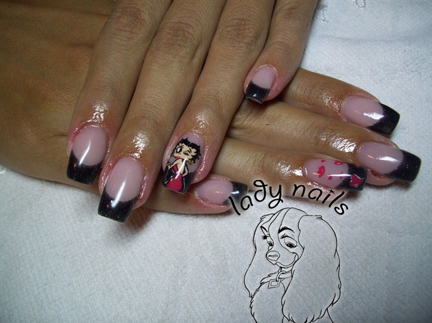 9. Betty Boop French Tip Acrylic Nails - wide 1