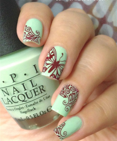 Classic Leave Butterfly Flower Wave Nail