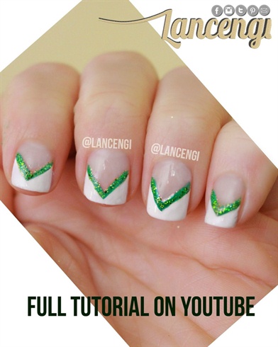 Hand-Painted Chevron French Manicure