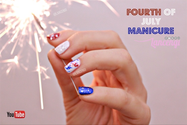 Easy Patriotic Fireworks Manicure